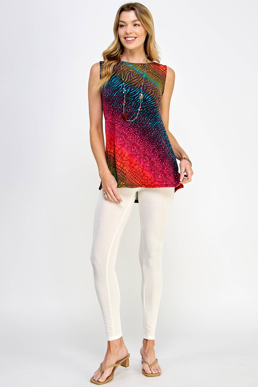 Print Boat Neckline Top-2063HT-TRP1-W182