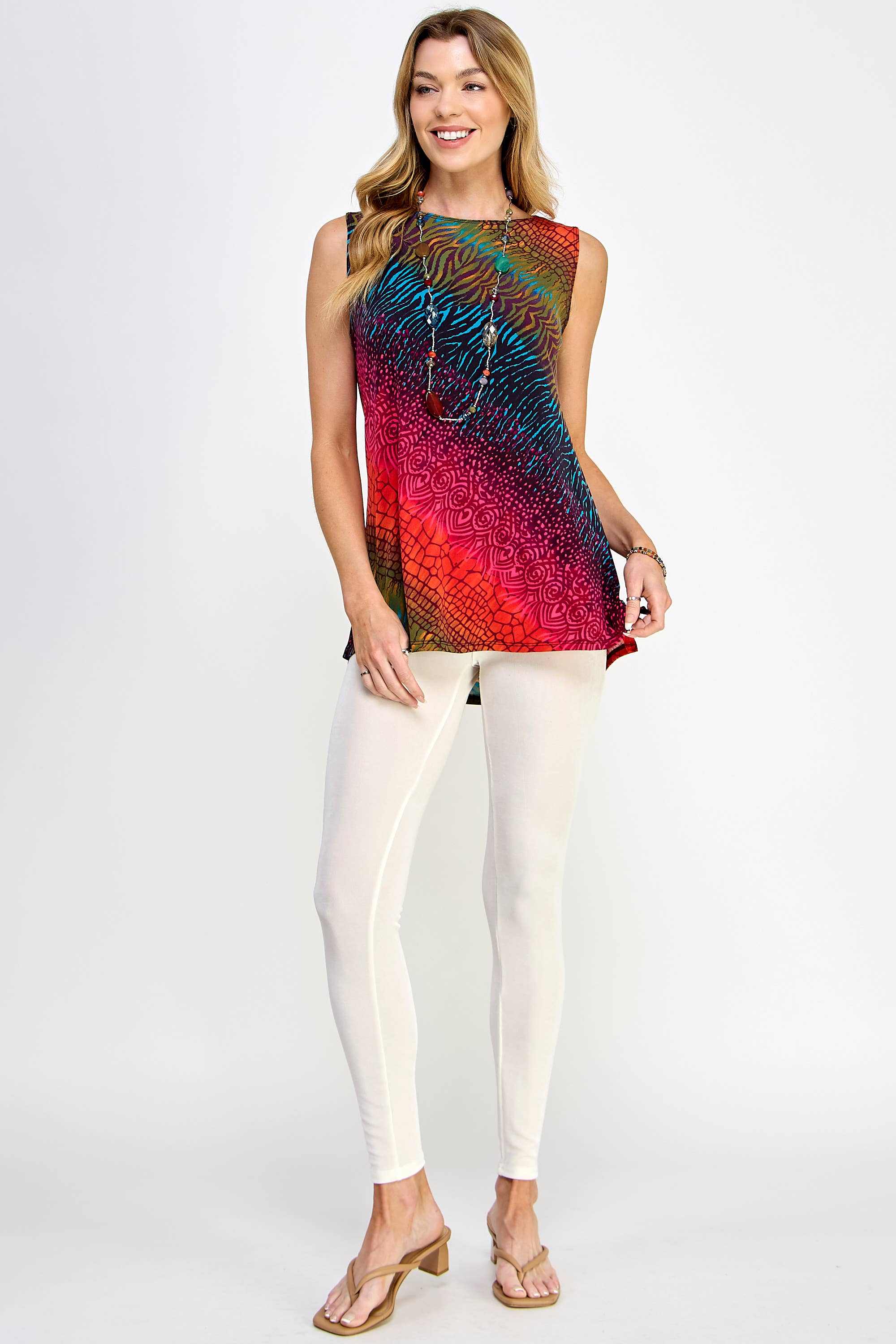 Print Boat Neckline Top-2063HT-TRP1-W182