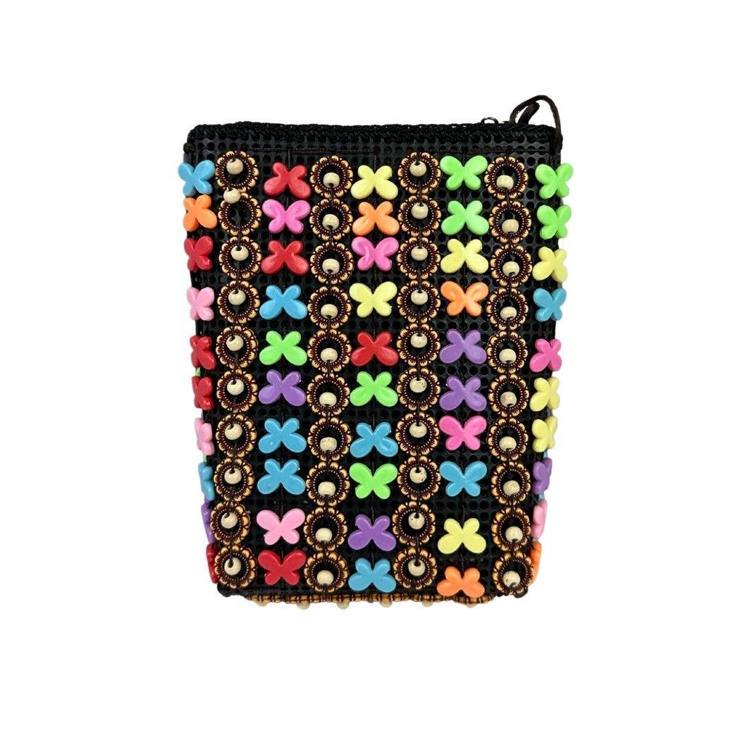 Beaded Straw Bucket Bag Crossbody Bag