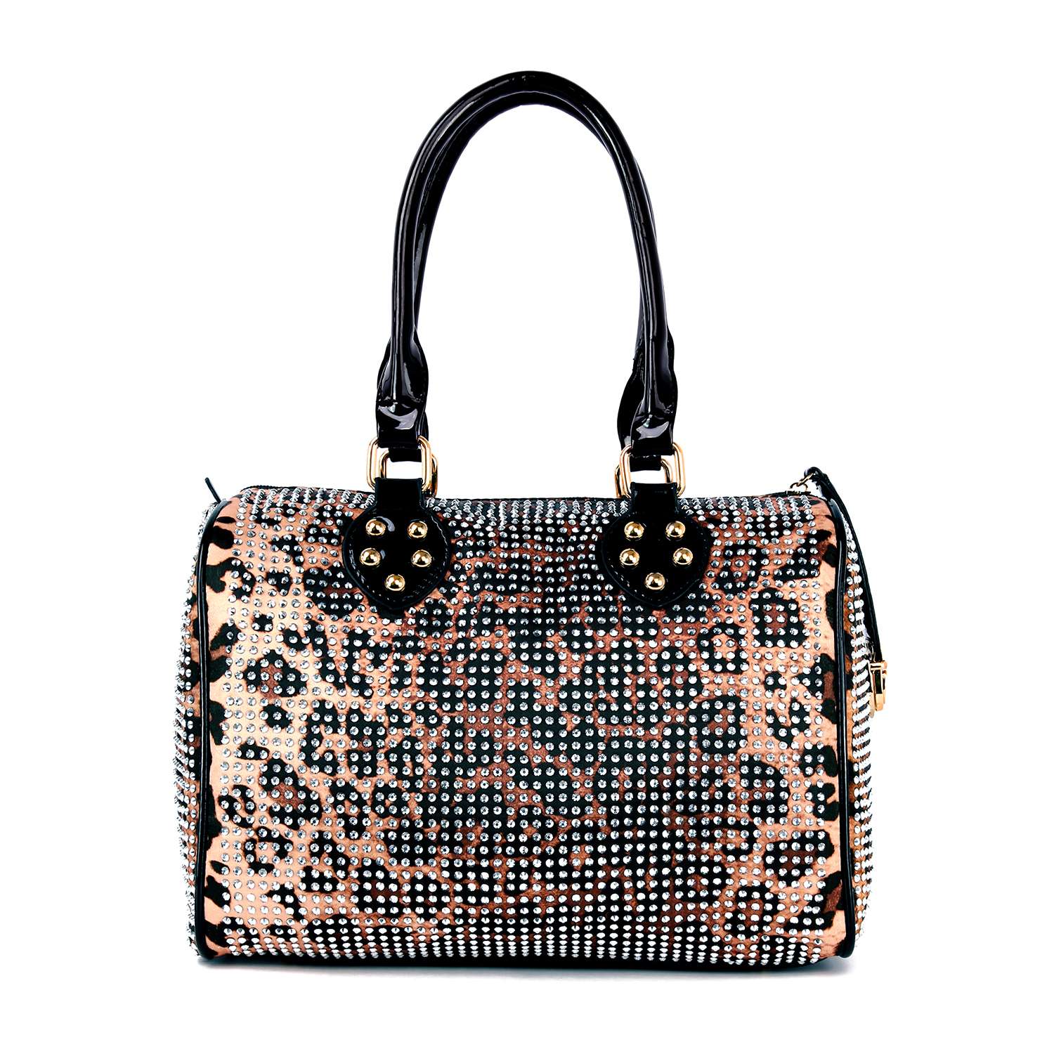 Rhinestone Covered Locked Satchel Handbag