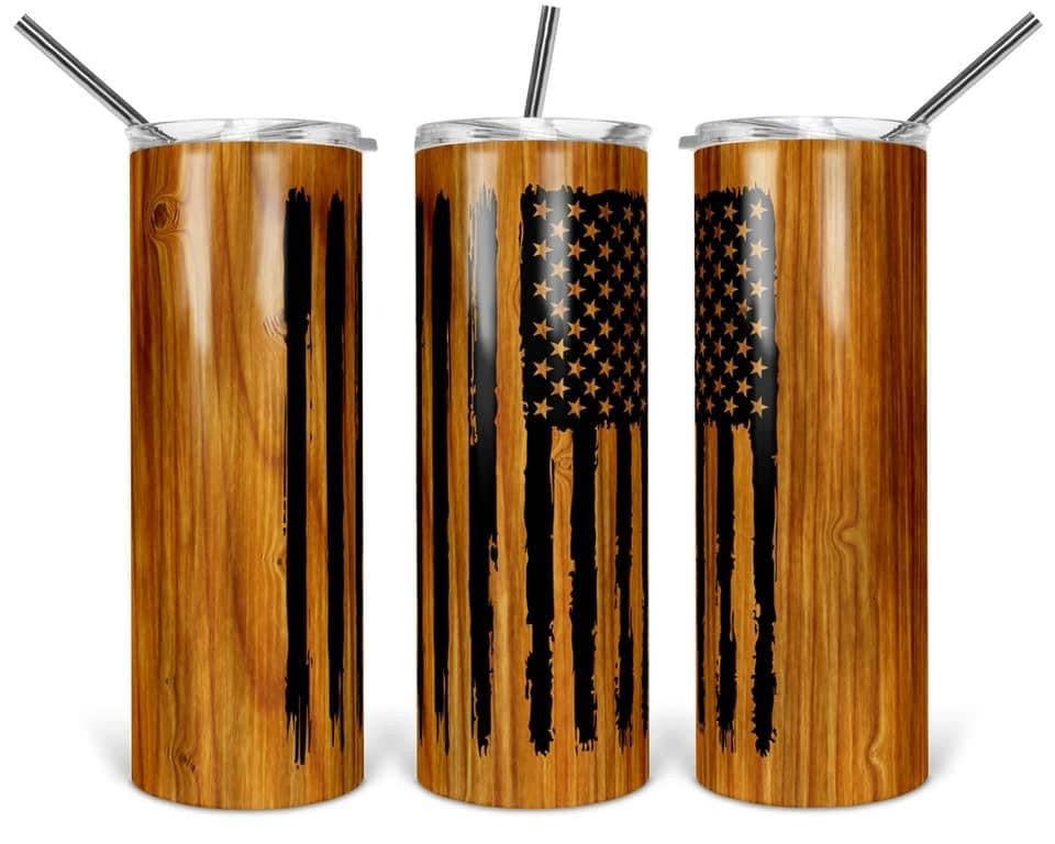 Woodgrain Flag Tumbler