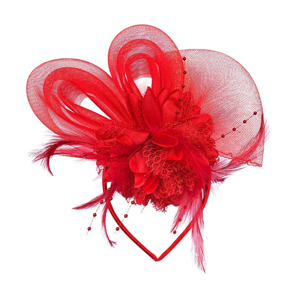 Bow Flower Feather Mesh Fascinator / Headband