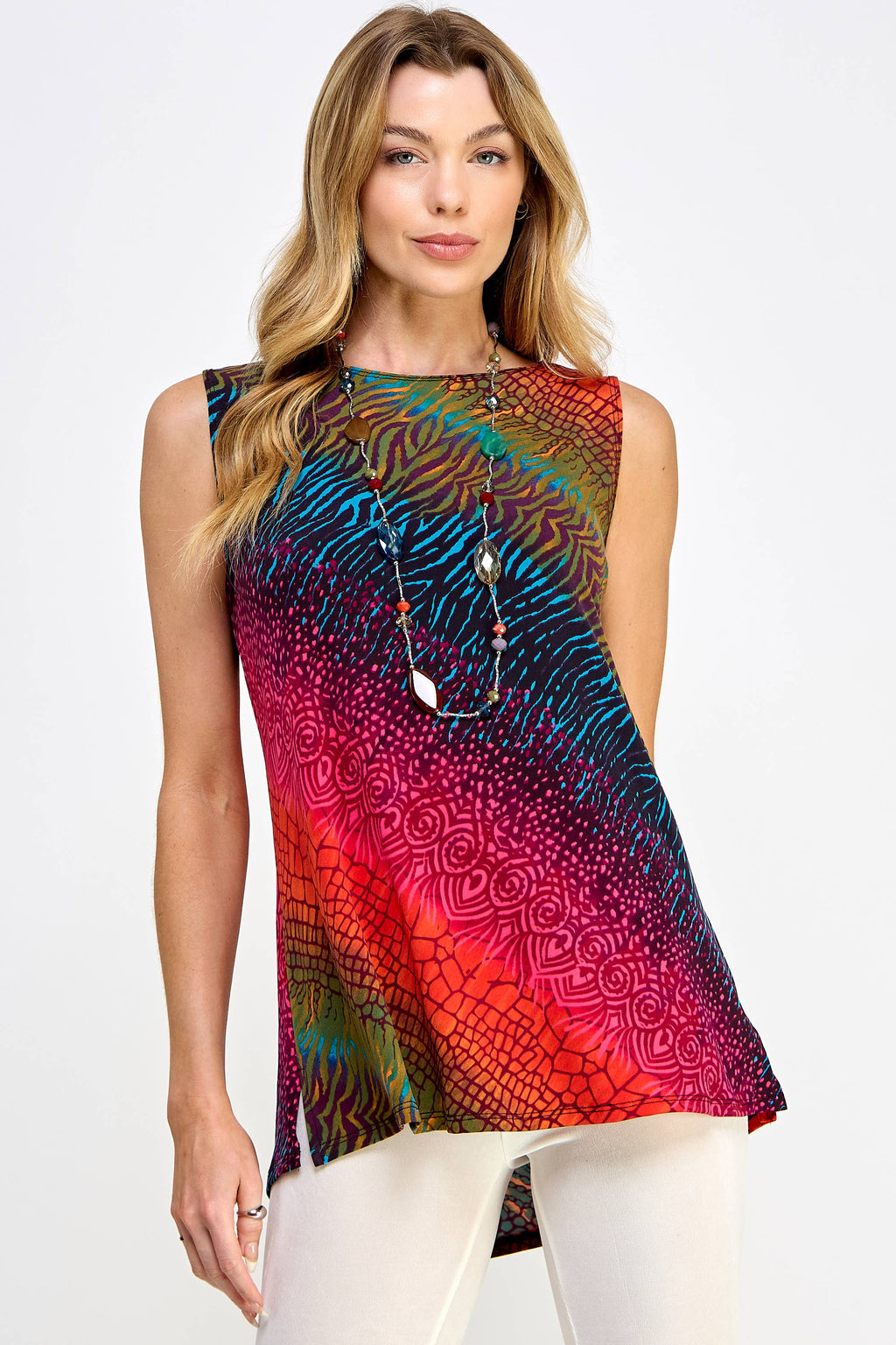 Print Boat Neckline Top-2063HT-TRP1-W182
