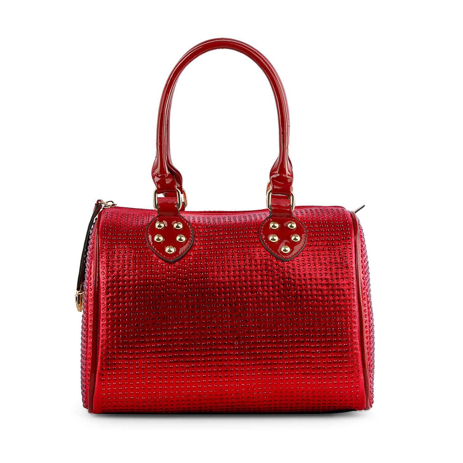 Rhinestone Covered Locked Satchel Handbag