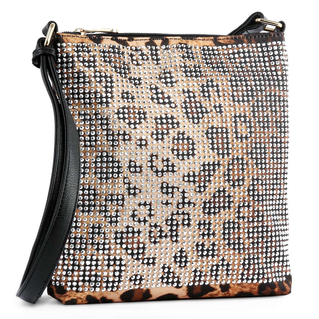 Leopard Print Rhinestone Crossbody Sling