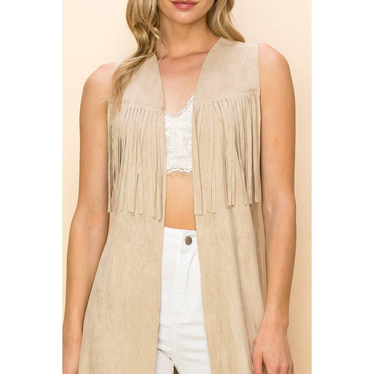 LONG FRINGE SUEDE VEST