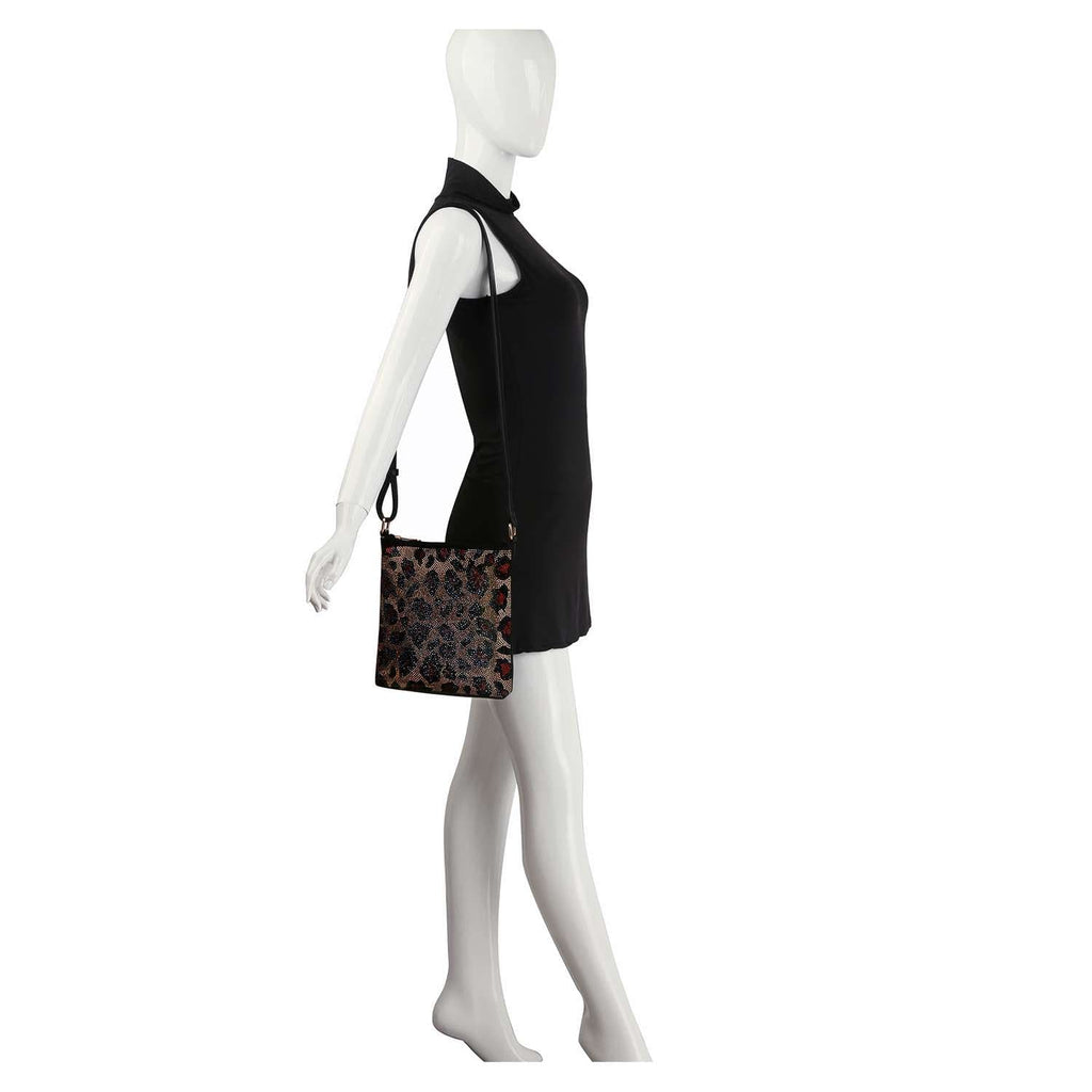 Leopard Print Rhinestone Crossbody Sling