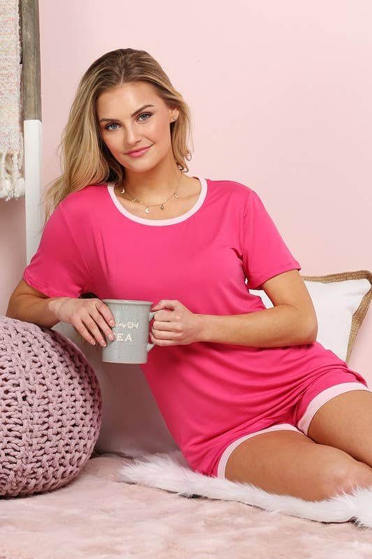 CWSPJ031_SHORT SLEEVE TOP WITH SHORTS PAJAMA SET
