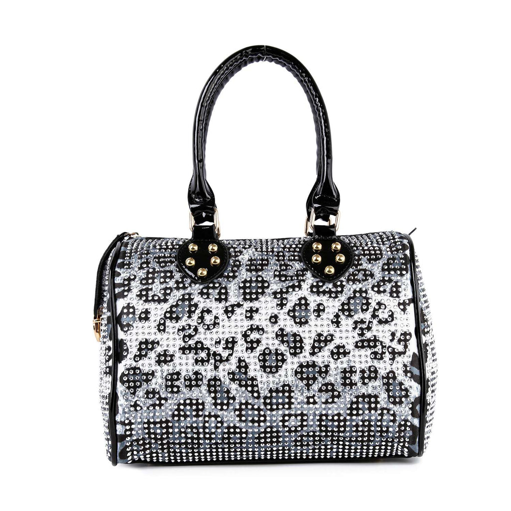 Rhinestone Covered Locked Satchel Handbag