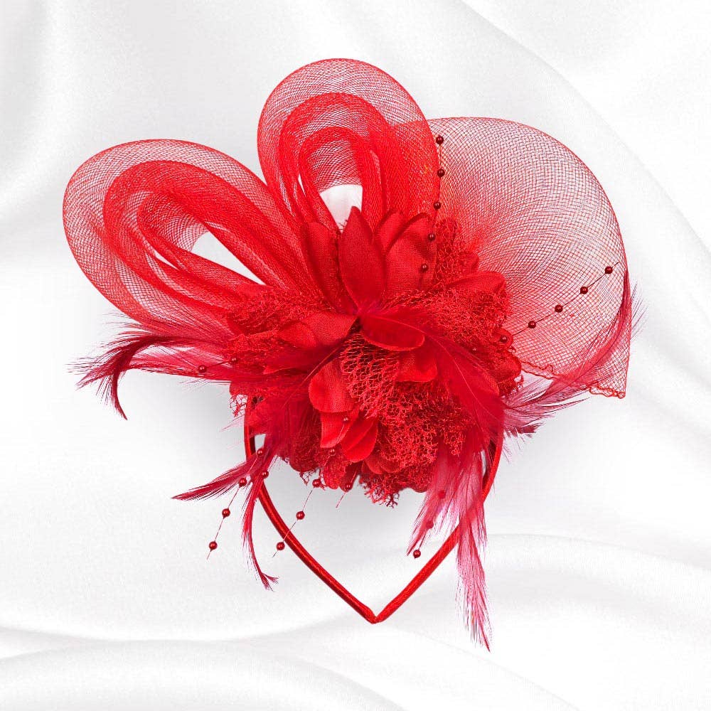 Bow Flower Feather Mesh Fascinator / Headband
