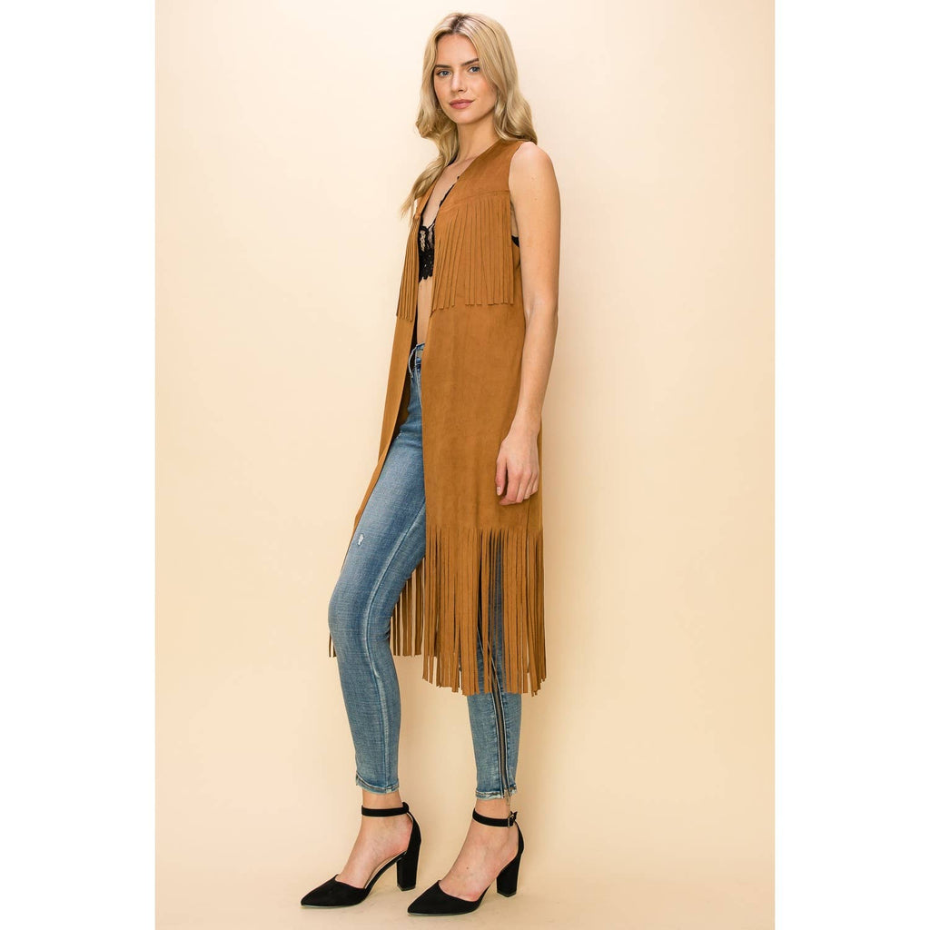 LONG FRINGE SUEDE VEST