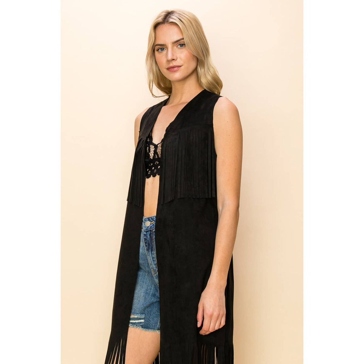 LONG FRINGE SUEDE VEST