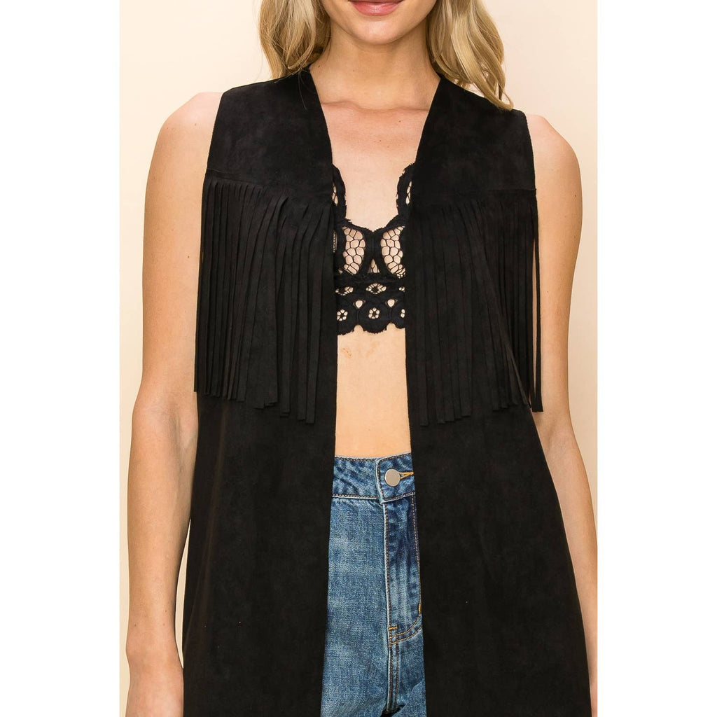 LONG FRINGE SUEDE VEST