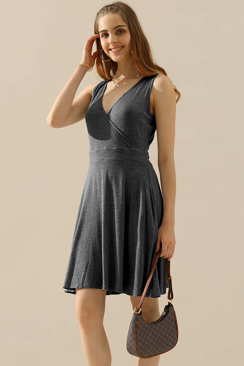 CWDSD10381-P_PLUS SIZE DEEP V NECK SWING FLOUNCE DRESSES