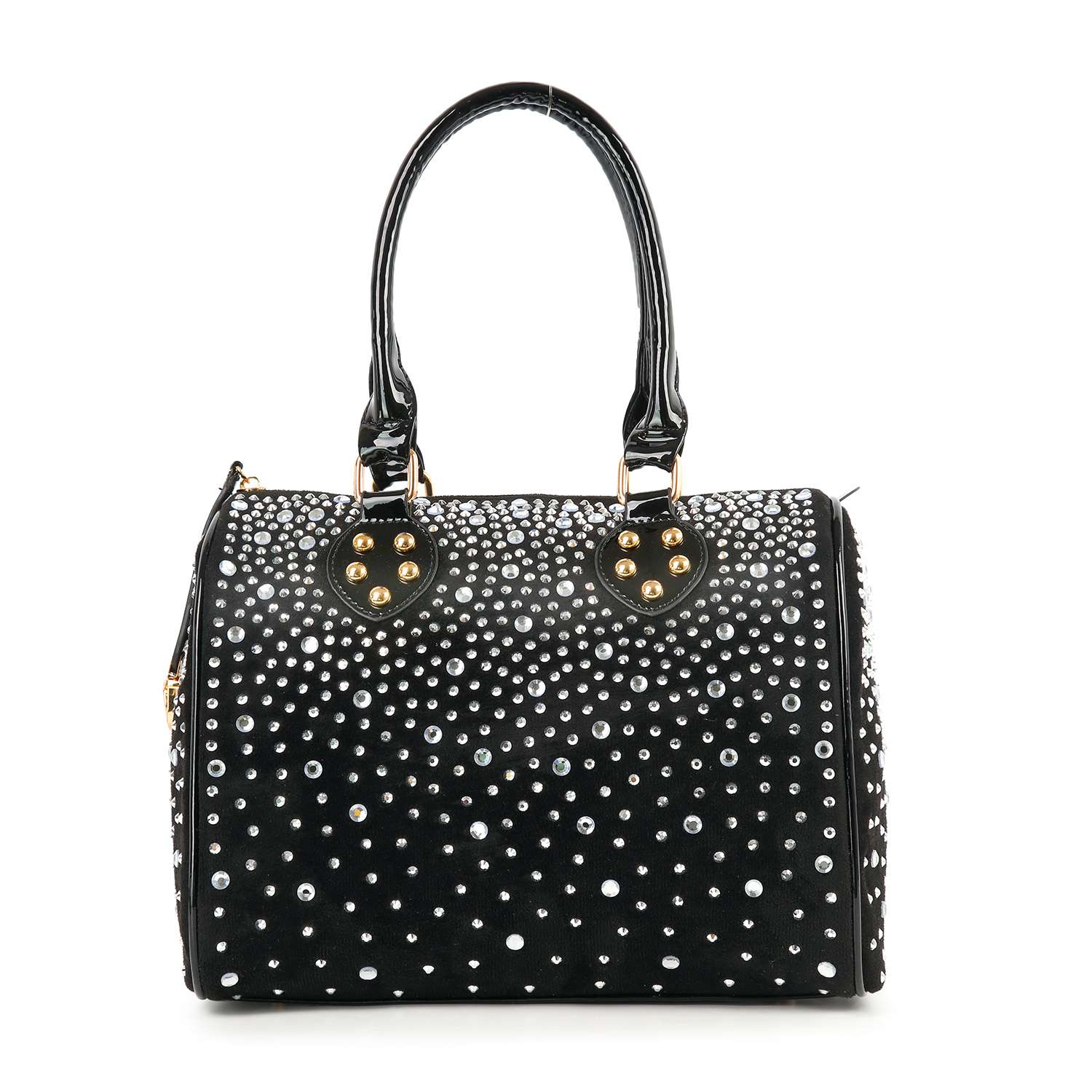 Glamorous Rhinestone Covered Locked Satchel Handbag